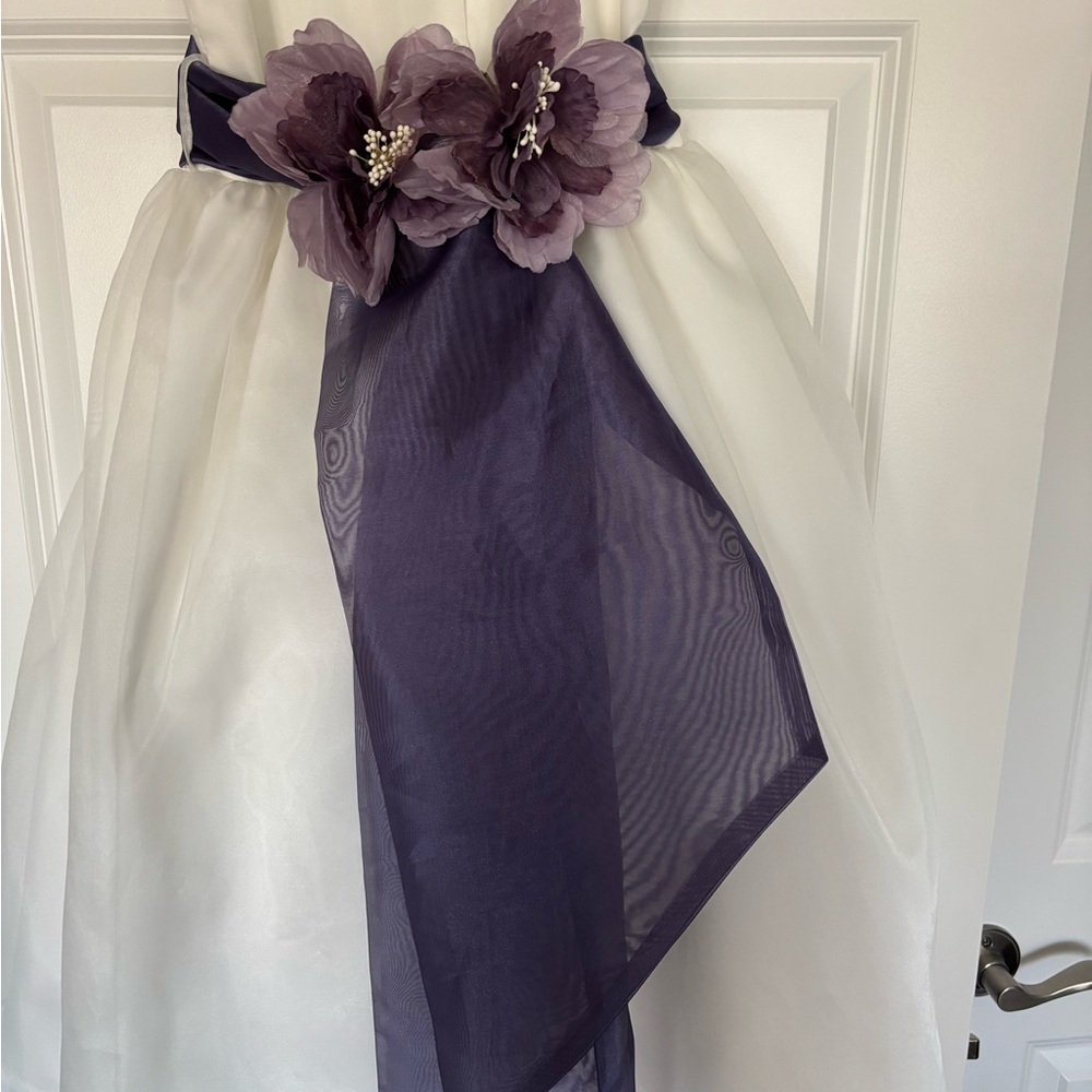 Us Angels Organza Dress Sash with 2 Removable Peonies